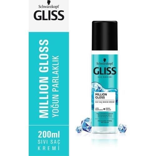 Schwarzkopf Gliss Million Gloss Keratinli Sıvı Saç Bakım Kremi 200 ml – Tüm Saç Tiplerine Yoğun Parlaklık ve Onarıcı Etki