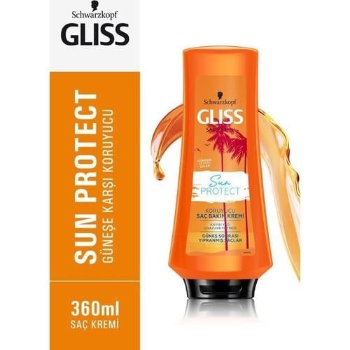 Schwarzkopf Gliss Sun Protect Saç Kremi 360 ml UVA/UVB Filtresi Kayısı Yağlı Güneş Sonrası Onarım Bakımı