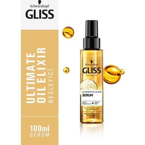 Schwarzkopf Gliss Ultimate Oil Elixir Saç Bakım Serumu 100 ml Altın Yağlı Besleyici Formül Parlak Yumuşak Saçlar