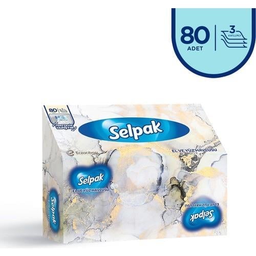 Selpak El ve Yüz Havlusu Kutulu Mermer Desen 80 Yaprak