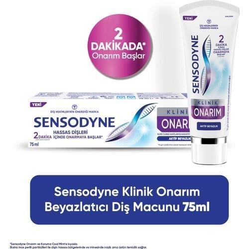 Sensodyne Klinik Onarım Beyazlatıcı Diş Macunu 75 ml 2 Dakikada Onarım Başlar
