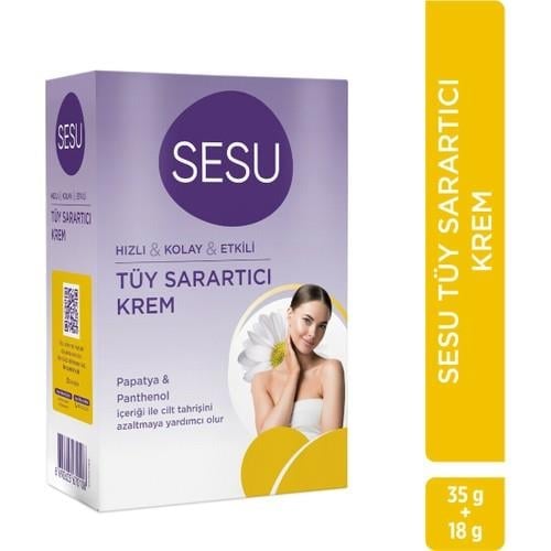 Sesu Tüy Sarartıcı Krem 35 g + 18 g - Cilt Tahrişini Azaltmaya Yardımcı, Papatya ve Panthenol İçerir