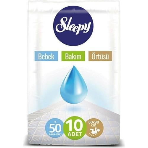 Sleepy Bebek Bakım Örtüsü 10'lu 60x90 cm Sıvı Geçirmez Hijyenik Kullanım için