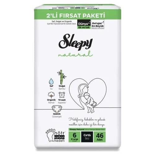 Sleepy Bebek Bezi Natural 6 Beden Xlarge 15-25 Kg 46lı Fırsat Paket