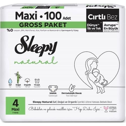 Sleepy Bebek Bezi Natural Beden: 4 (7- 14KG) Maxi 100 Adet Ultra Pk