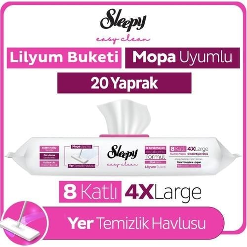 Sleepy Easy Clean Lilyum Buketi Mopa Uyumlu Yer Temizlik Havlusu&mendili 20 Yaprak