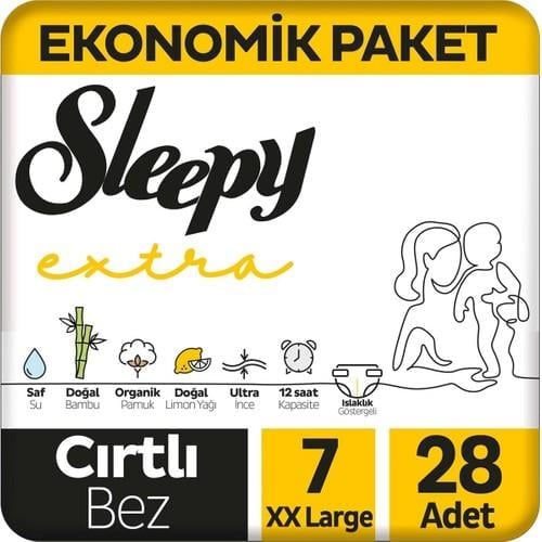 Sleepy Extra Günlük Aktivite Ekonomik Paket Bebek Bezi 7 Numara Xxlarge 28'li