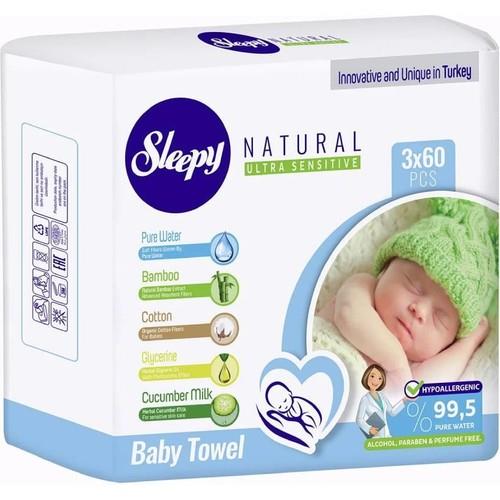 Sleepy Islak Havlu 3 x 60'lı Natural Bebek