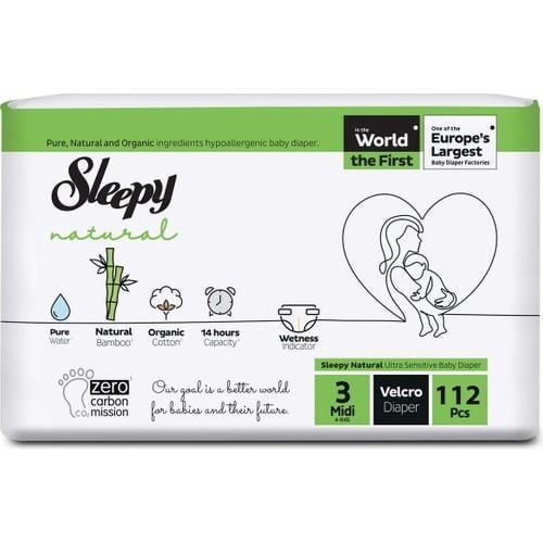 Sleepy Natural Bebek Bezi 3 Numara Midi 4-9 kg 112'li