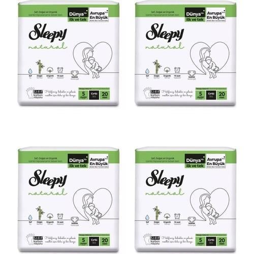 Sleepy Natural Bebek Bezi 5 Beden 20'li x 4 Paket 80 Adet