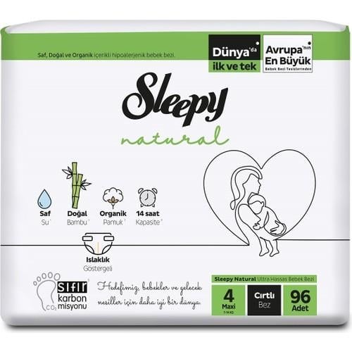 Sleepy Natural Bebek Bezi Maxi 4 No 96 lı