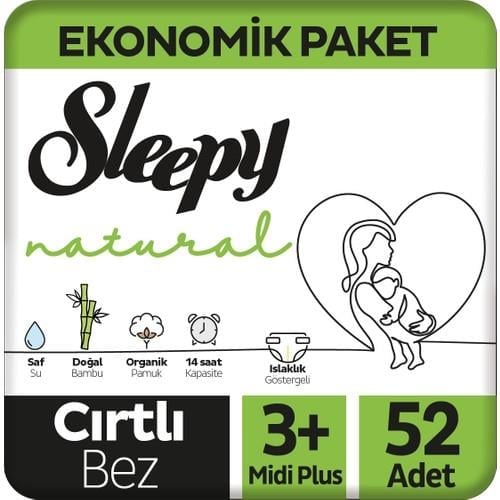 Sleepy Natural Jumbo Bebek Bezi Midi Plus 3+ Numara 52 Adet 5-10 kg