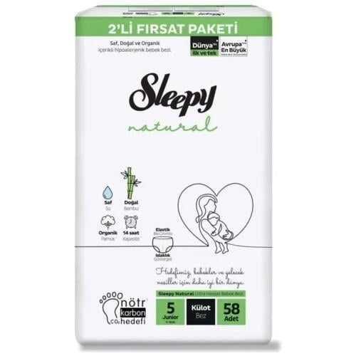 Sleepy Natural Külot Bebek Bezi 5 Beden Junior 58li Fırsat Paket