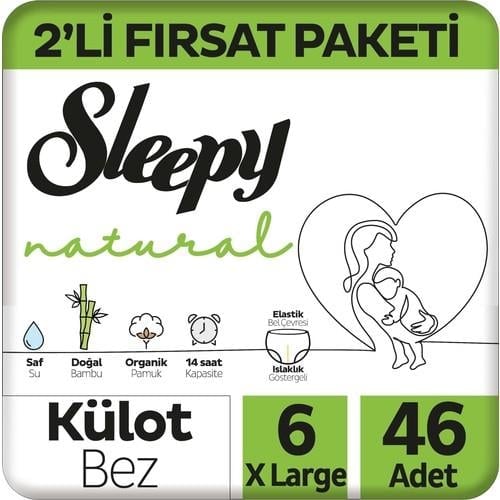 Sleepy Natural Külot Bebek Bezi 6 Beden Xlarge 46'li Fırsat Paket