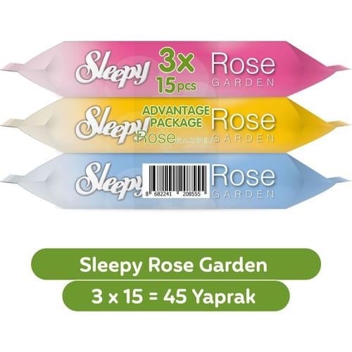 Sleepy Rose Garden Seyahat Cep Mendili 3 x 15 Yaprak Alkol ve Paraben İçermeyen Temizlik