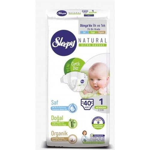 Sleepy Sensitive Bebek Bezi 1 Beden Yenidoğan 2-5 Kg 40lı