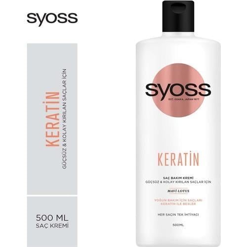 Syoss Keratin Mükemmelliği Saç Kremi Güçlendirici Etkiyle 500 ml Mavi Lotus İçeren