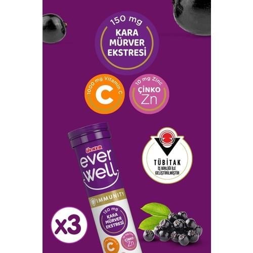Ülker Everwell Karamürver C Vitamin Tablet 15'li 67.5 G x 3 Adet