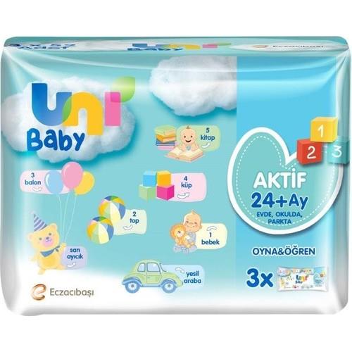 Uni Baby Aktif Oyna Öğren Islak Mendil 156 Yaprak 3'lü Paket Günlük Kullanım İçin