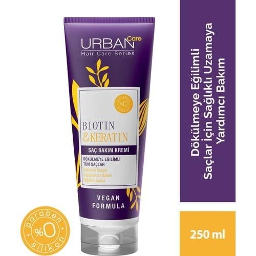 Urban Care  Biotin & Keratin Saç Bakım Kremi Vegan Dökülme Karşıtı Formül, 250 ml, Bitkisel Keraatin İçerir