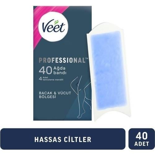 Veet Professional Ağda Bandı Hassas Ciltler Için Bacak & Vücut Bölgesi 40 Adet