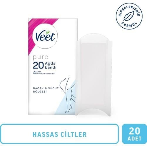 Veet Pure Hipoalerjenik Sir Ağda Bandı Bacak & Vücut Bölgesi 20'li