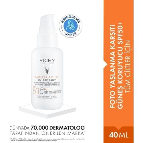 Vichy Capital Soleil Foto Yaşlanma Karşıtı Güneş Koruyucu SPF50+- Tüm Ciltler İçin