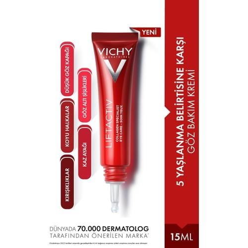 Vichy Liftactiv Collagen Specialist Göz Çevresi Kremi 15 ml – Yaşlanma Karşıtı, Sıkılaştırıcı ve Kolajen Destekli Bakım