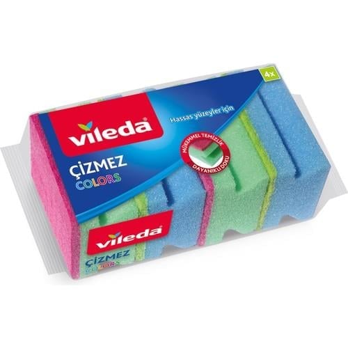 Vileda 4'lü Colors Çizmez Bulaşık Süngeri