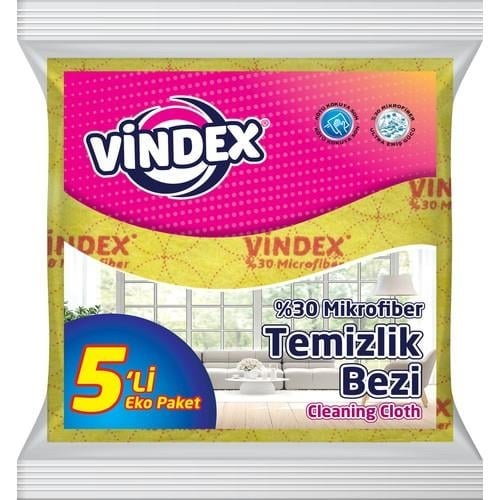 Vindex %30 Mikrofiber Temizlik Bezi 5'li
