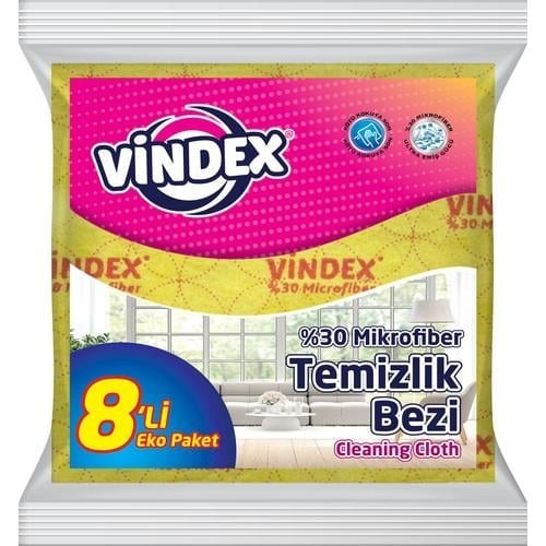 Vindex %30 Mikrofiber Temizlik Bezi 8'li