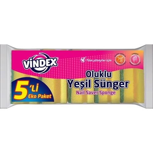 Vindex 5'li Eko Düz Sünger