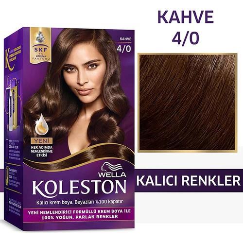 Wella Koleston 4/0 Kahve Krem Saç Boyası Kiti – %100 Beyaz Kapatma, Nemlendirici ve Uzun Süre Kalıcı Canlı Renk, 99 ml