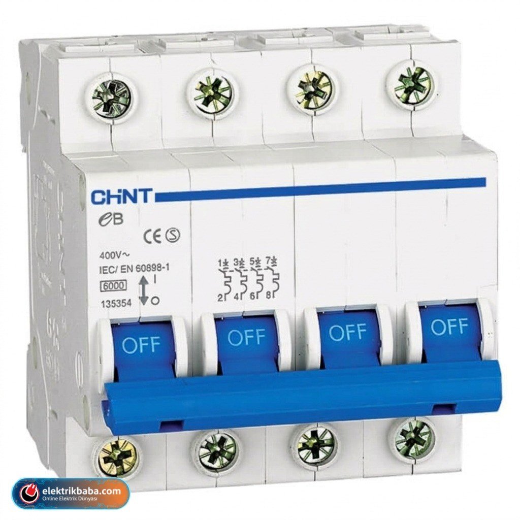 CHINT186539CHINT 186539 EB SERISI / 4 KUTUPLU 4,5KA / C TIPI 20A OTOMATIK SIGORTA
