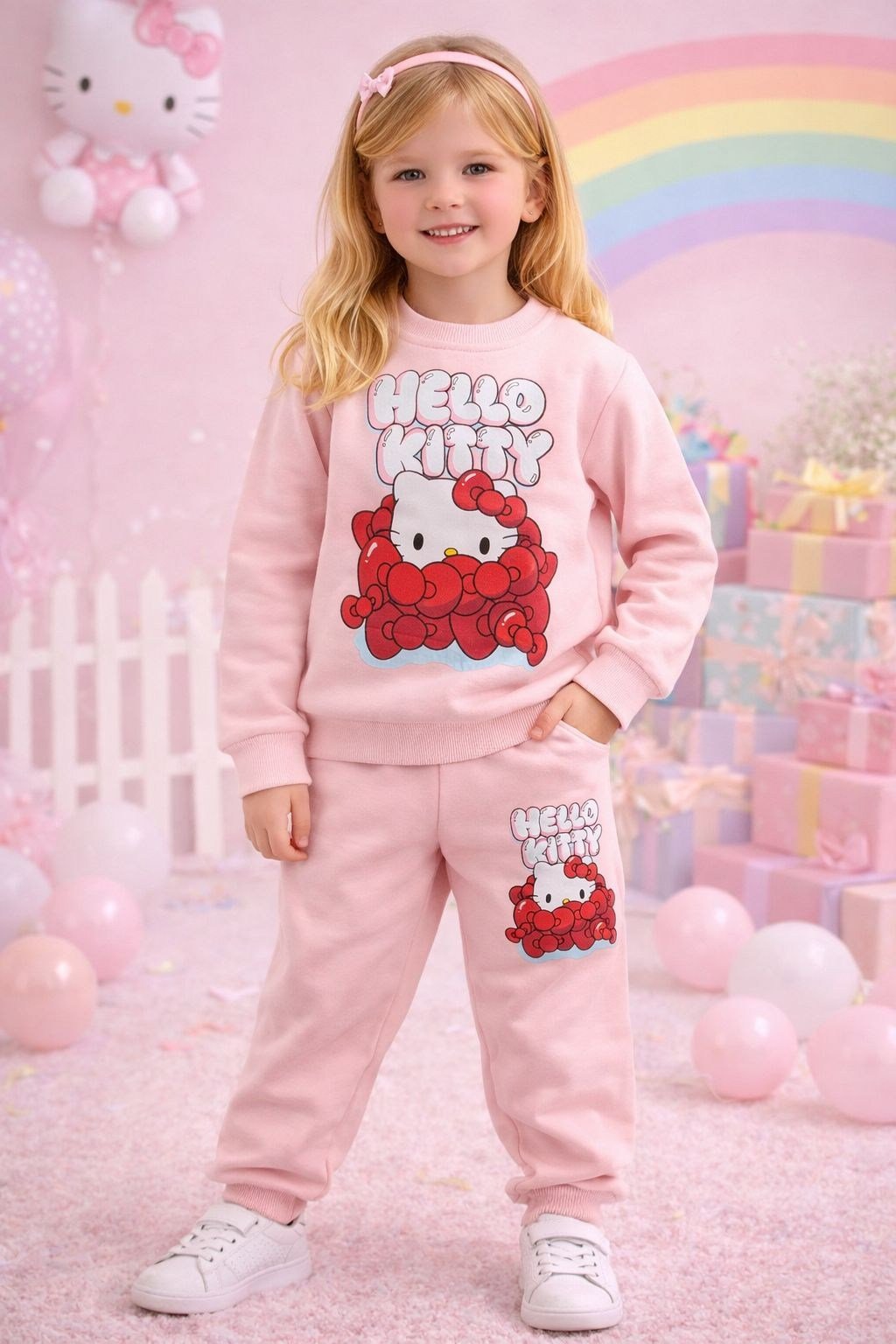 HELLO KITTY AÇIK PEMBE KIZ ÇOCUK TAKIM 2-8 YAŞ