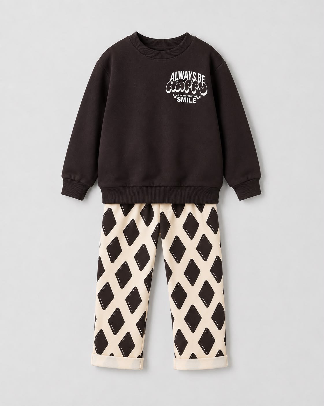 Erkek Çocuk Baskılı Sweatshirt Desenli Pantolon Alt Üst Takım
