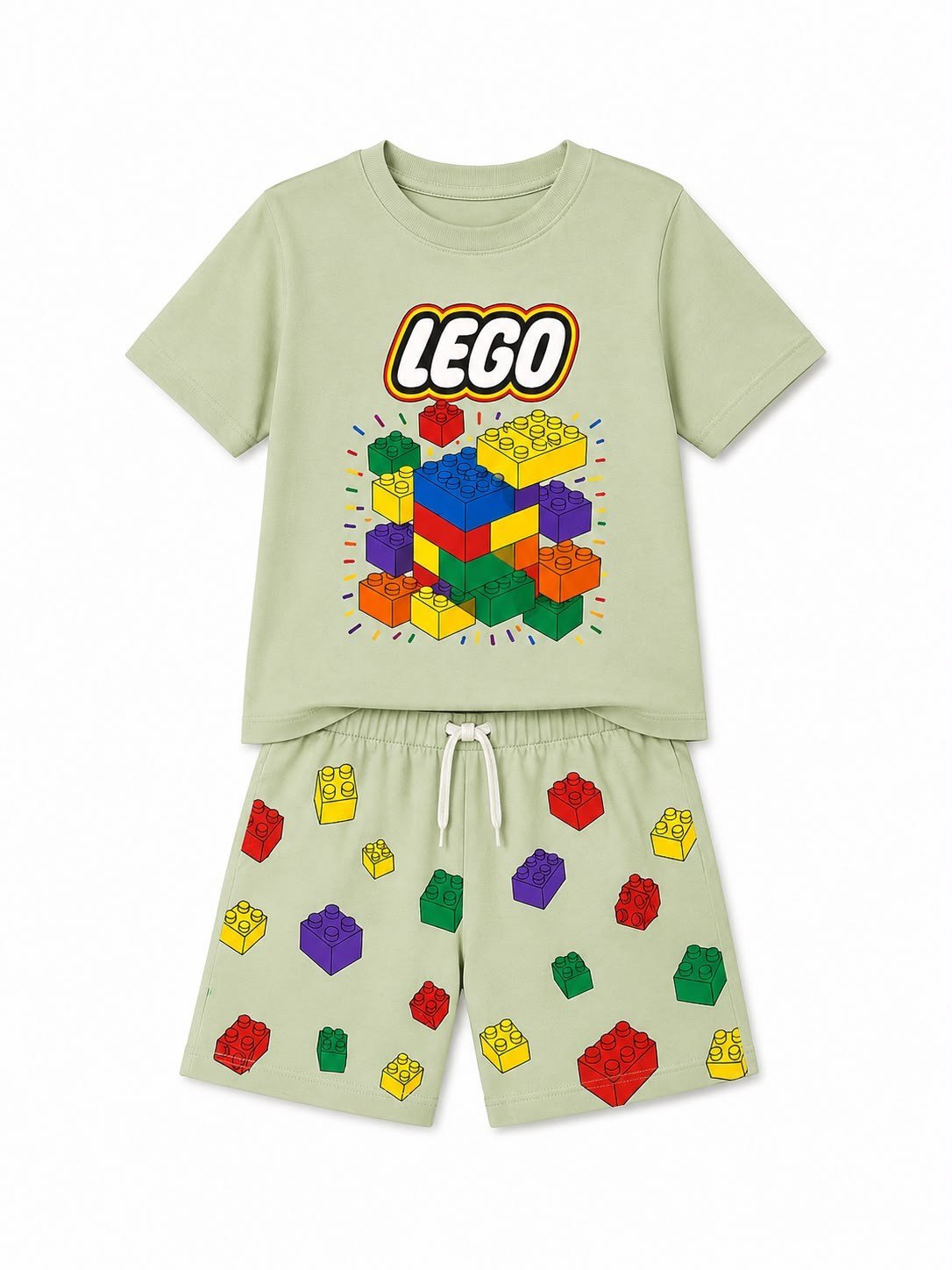 Erkek Çocuk Lego Baskılı Şortlu Takım Yazlık Kısa Kollu Alt Üst Takım