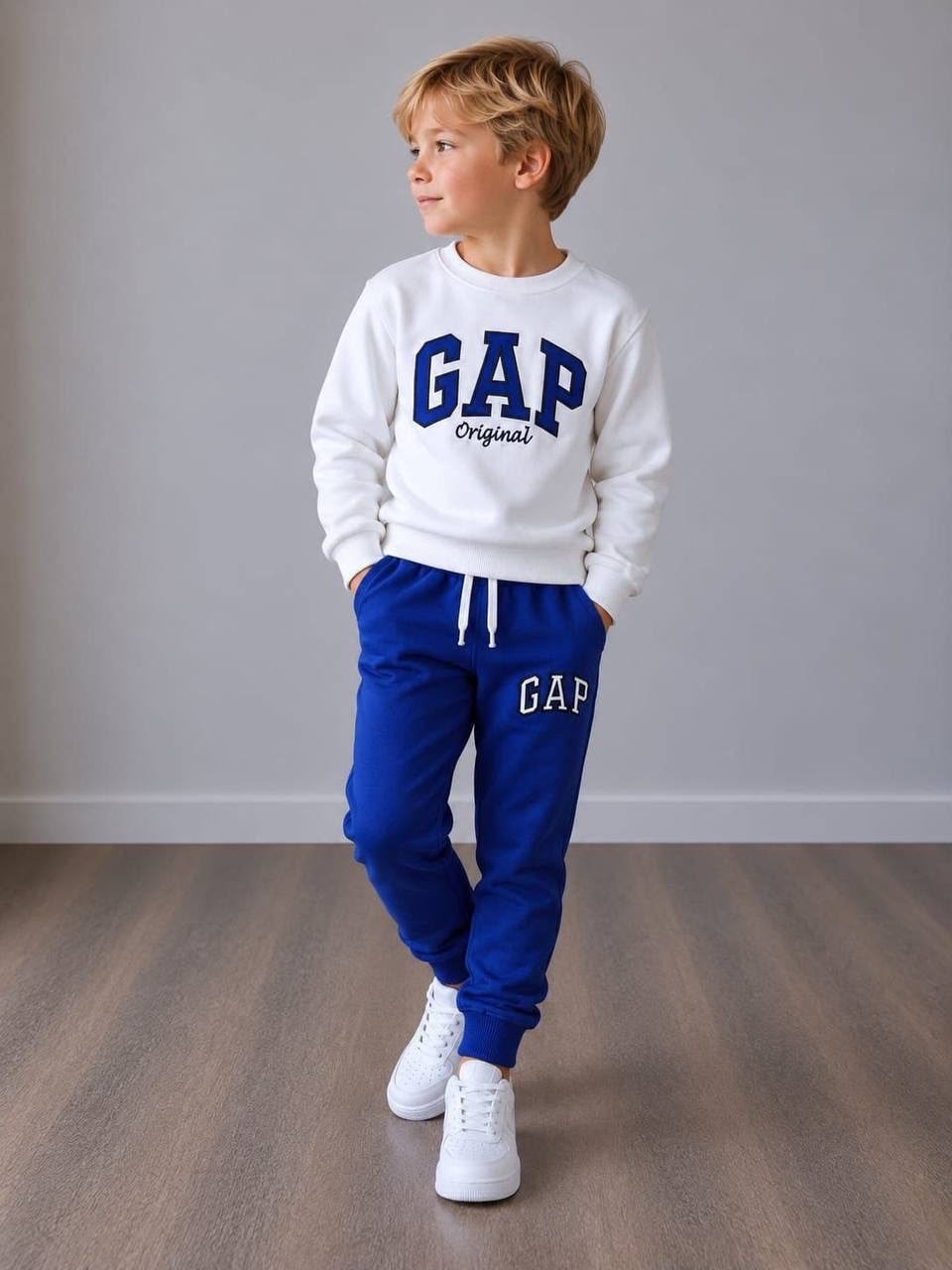 Erkek Çocuk Nakışlı Bisiklet Yaka Sweatshirt Jogger Pantolon Alt Üst Takım