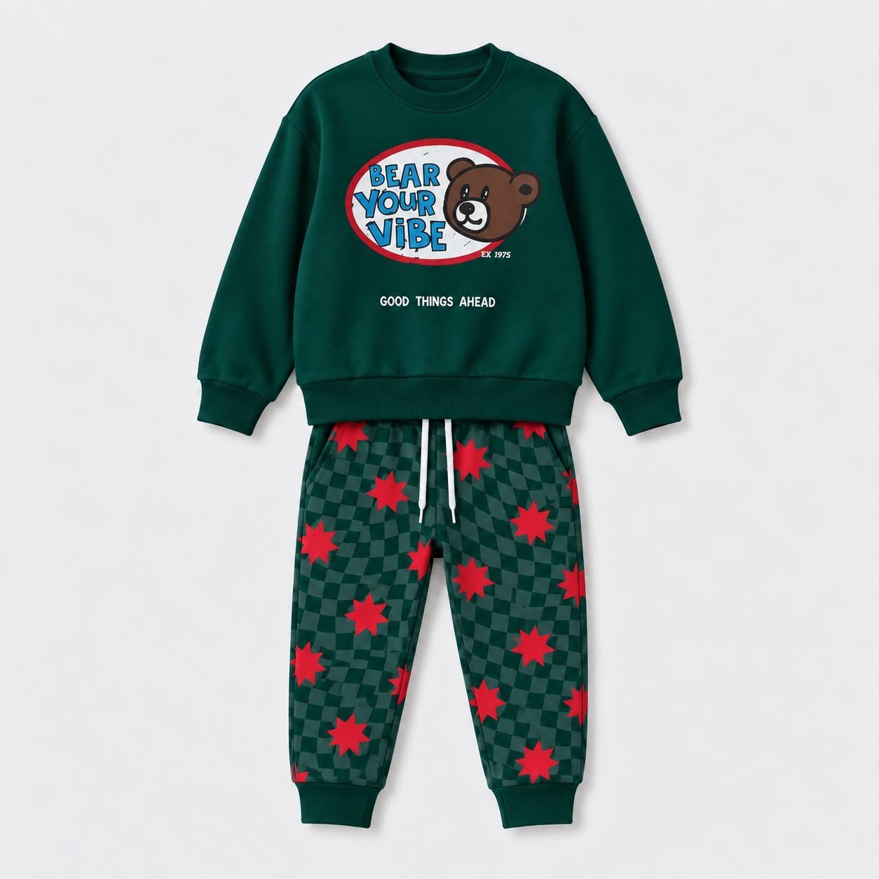Erkek Çocuk Super Bear Adventure Baskılı Sweatshirt Jogger Pantolon Alt Üst Takım