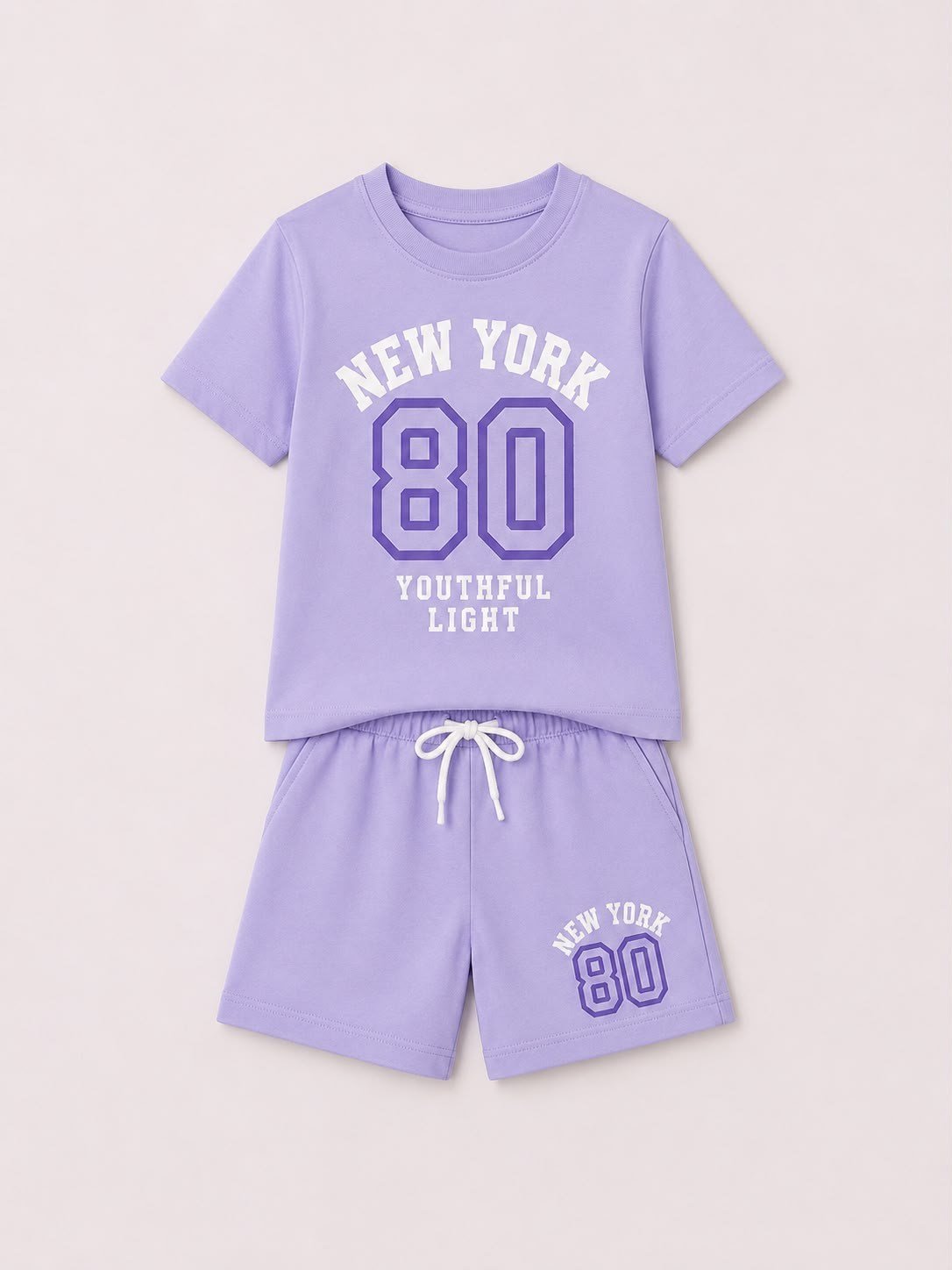 Kız Çocuk New York 80 Baskılı Şortlu Yazlık 2’li Takım