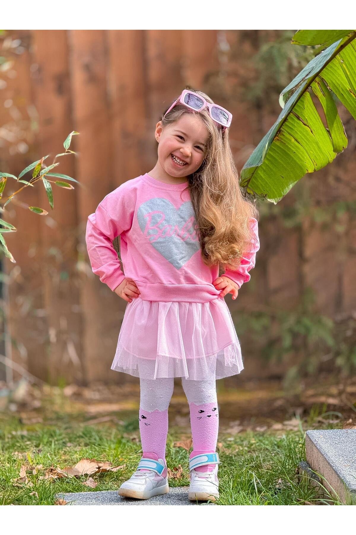 Yigit Butik Barbie Baskılı Tüllü Sweat Elbise