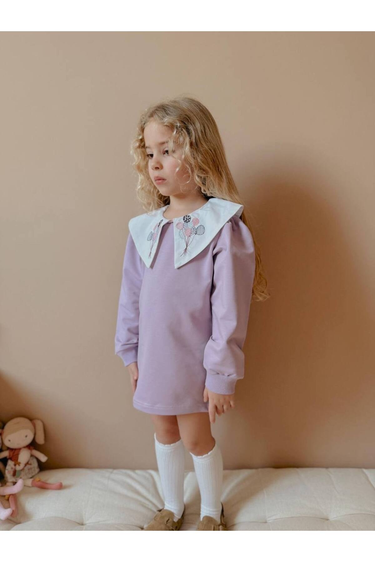 Yigit Butik Kız Çocuk Gömlek Yaka Elbise
