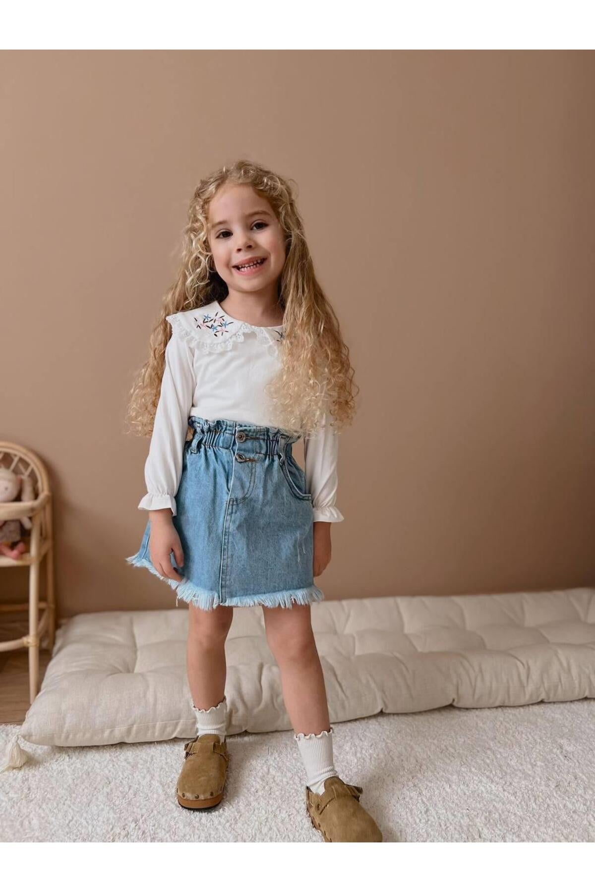 Yigit Butik Kot Etekli Kız Çocuk Takım