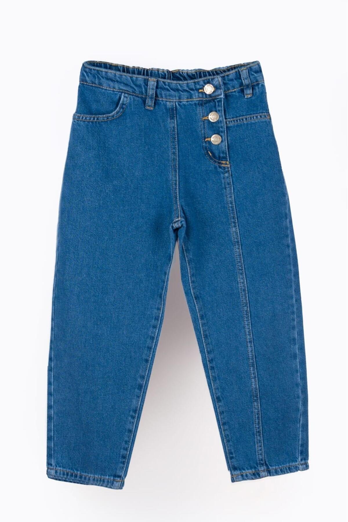 Yigit Butik Yan Dügmeli Kız Çocuk jean Pantolon