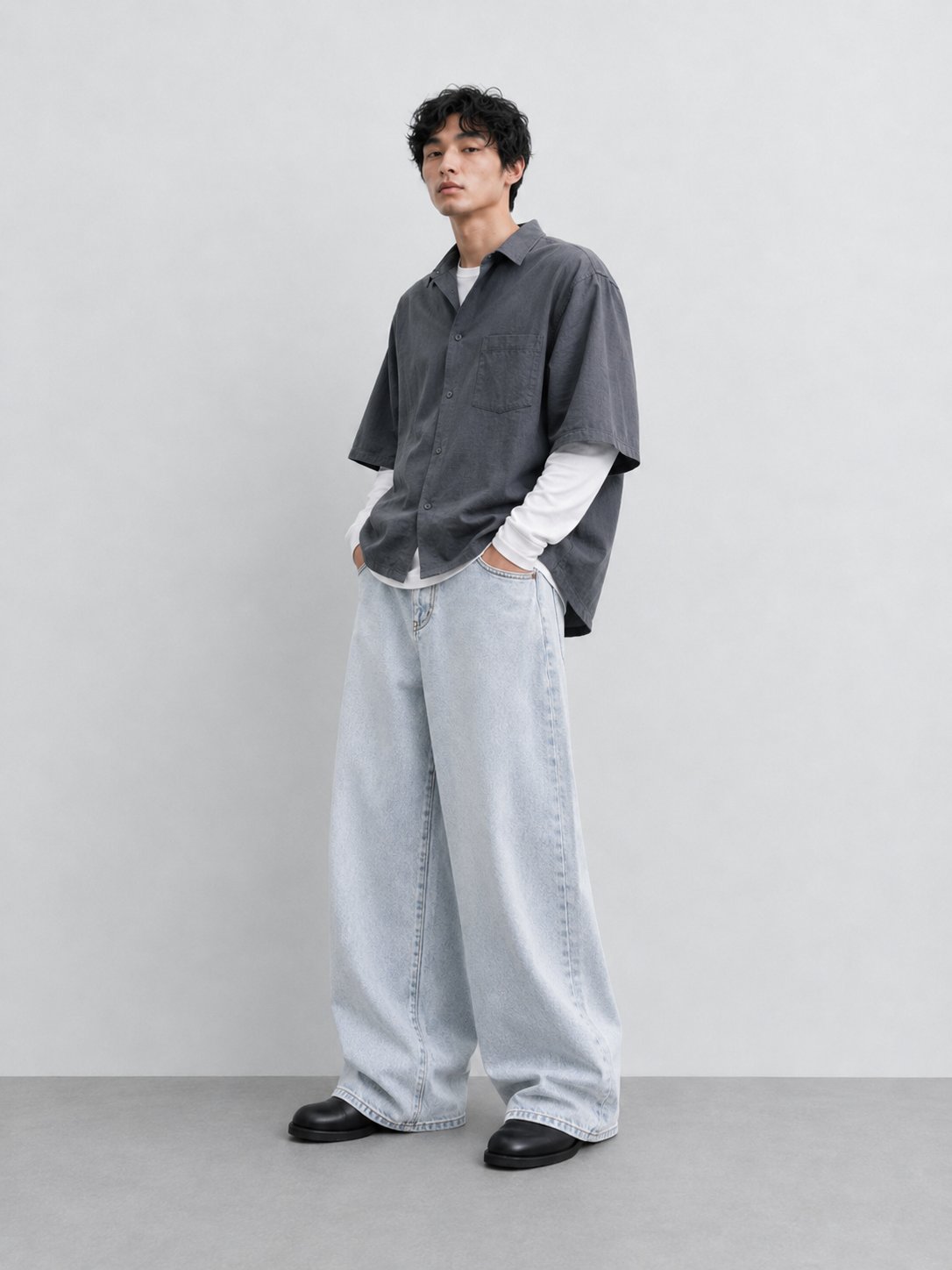 Erkek Super Baggy Jean Pantolon Bol Paça Oversize Kalıp Yıkamalı Denim Kot Pantolon