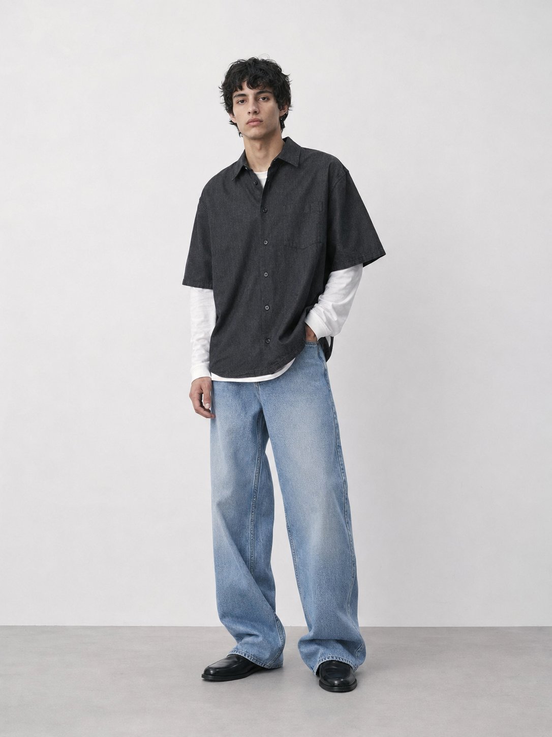 Erkek Super Baggy Jean Pantolon Bol Paça Oversize Kalıp Yıkamalı Denim Kot Pantolon