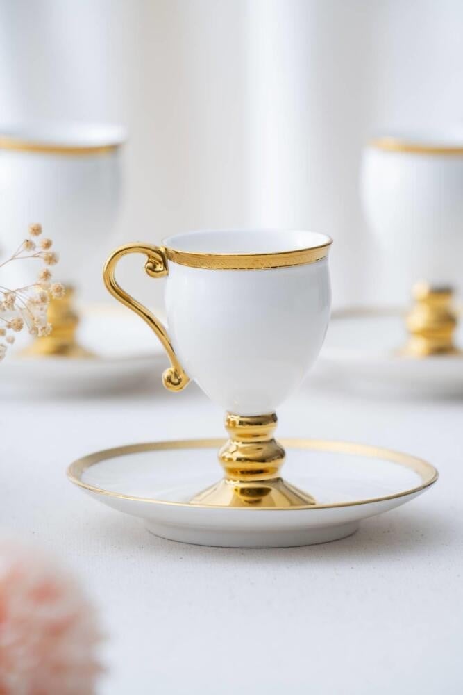 Acar Prune Gold 2 Kişilik Kahve Fincan Takımı - Beyaz