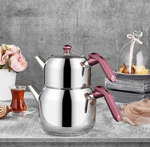 AMBOSS OPAL ÇELİK ÇAYDANLIK ORTA BOY BORDO