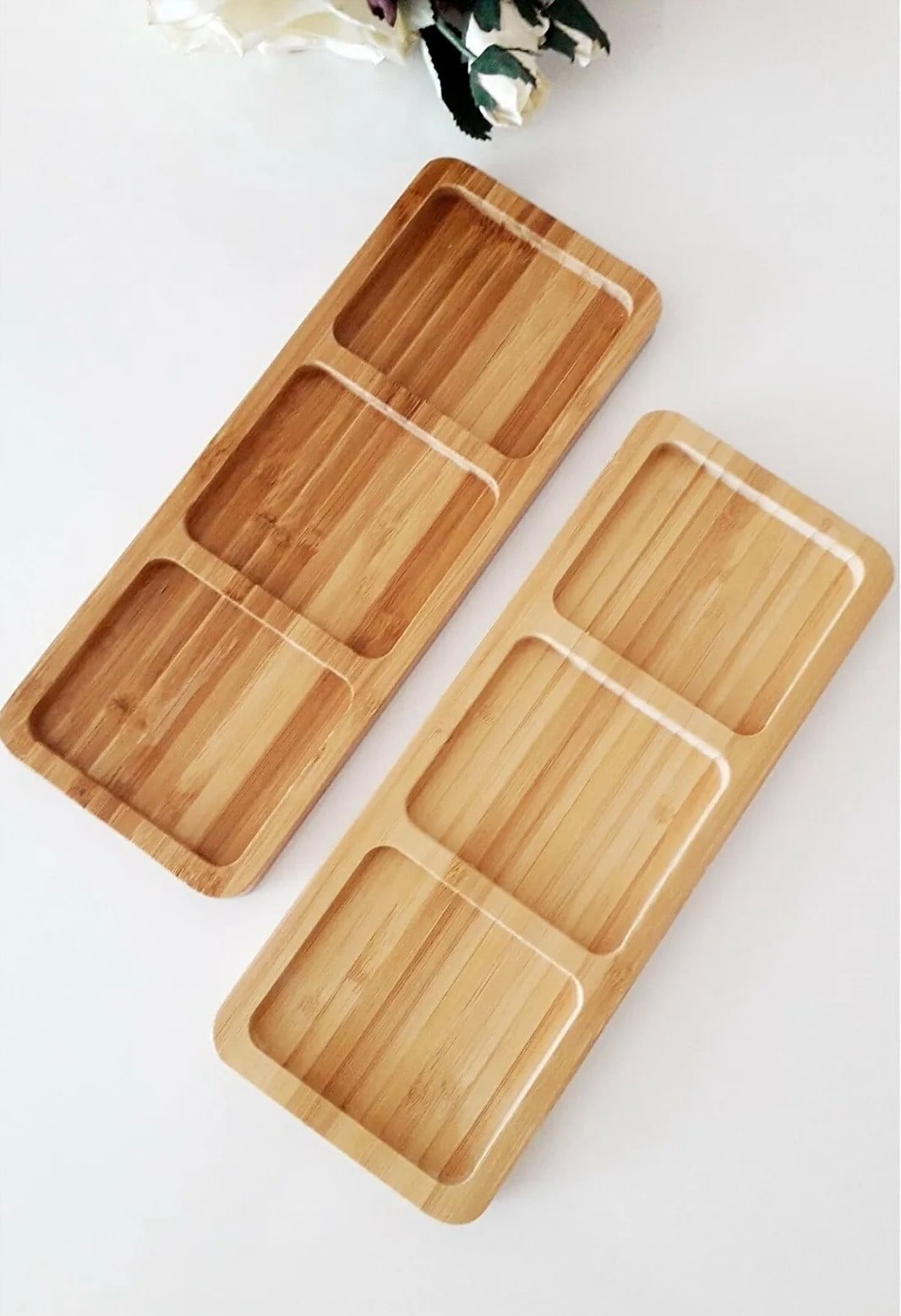 BAMBU DİKDÖRTGEN BÖLMELİ SUNUMLUK 37x10cm