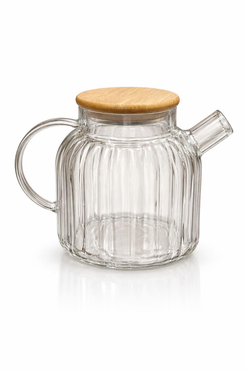BORSİLİKAT BAMBU KAPAKLI CAM DEMLİK 1000ml